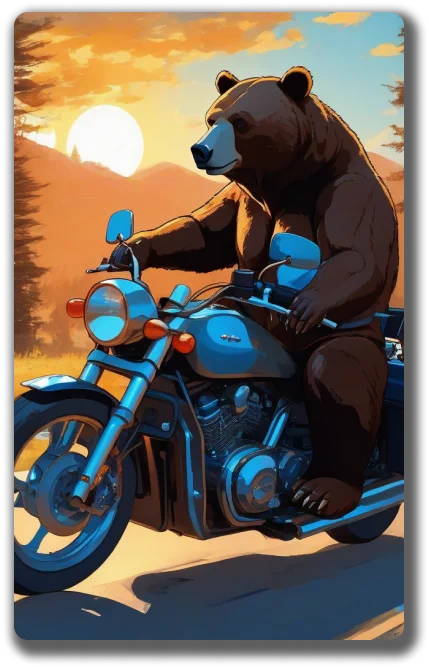 Bär auf einem Motorrad